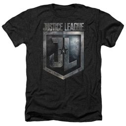 Justice League Movie Shirt Shield Logo Heather Black T-Shirt Justice League Movie Shirt Shield Logo Heather Black T-Shirt