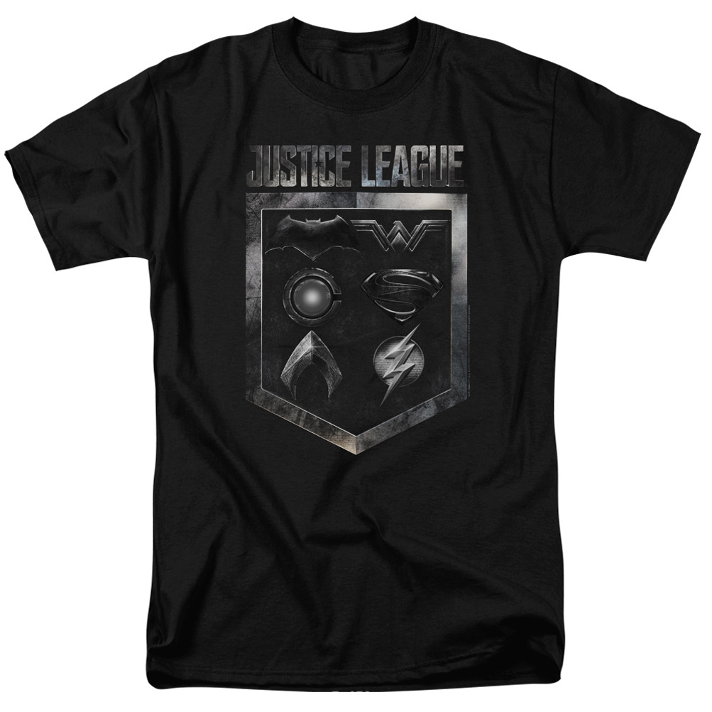 Justice League Movie Shirt Shield of Emblems Black TShirt Justice League Movie Shield of