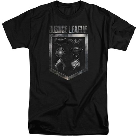 Justice League Movie Shirt Shield of Emblems Black Tall T-Shirt