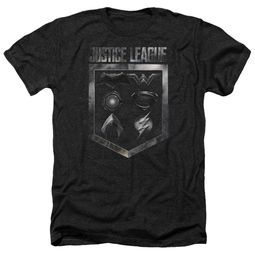 Justice League Movie Shirt Shield of Emblems Heather Black T-Shirt Justice League Movie Shirt Shield of Emblems Heather Black T-Shirt