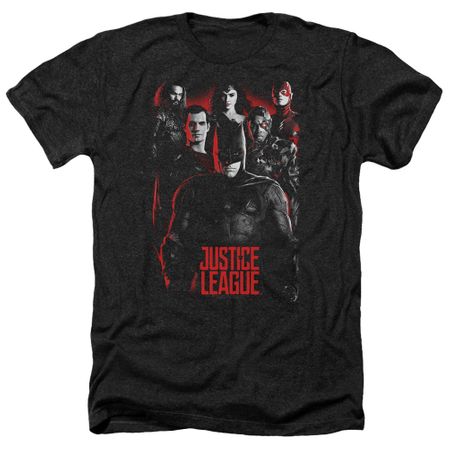 Justice League Movie Shirt The League Red Glow Heather Black T-Shirt