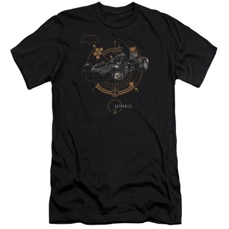 Justice League Movie Slim Fit Shirt Batmobile Black T-Shirt
