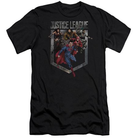Justice League Movie Slim Fit Shirt Charge Black T-Shirt
