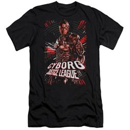 Justice League Movie Slim Fit Shirt Cyborg Profile Black T-Shirt
