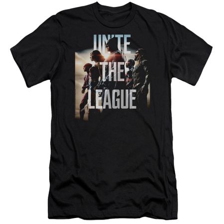 Justice League Movie Slim Fit Shirt Dawn Unite the League Black Tee