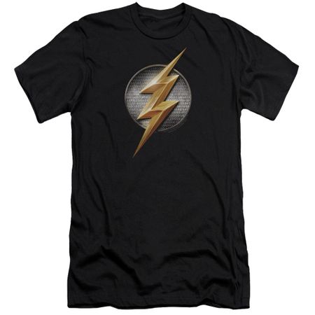 Justice League Movie Slim Fit Shirt Flash Logo Black T-Shirt