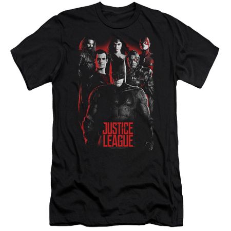Justice League Movie Slim Fit Shirt The League Red Glow Black T-Shirt