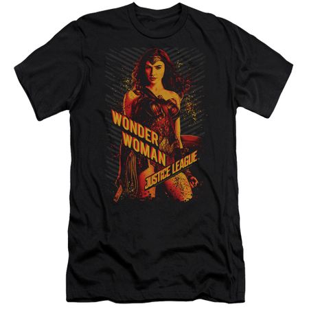 Justice League Movie Slim Fit Shirt Wonder Woman Black T-Shirt