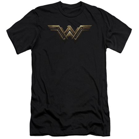 Justice League Movie Slim Fit Shirt Wonder Woman Logo Black Tee