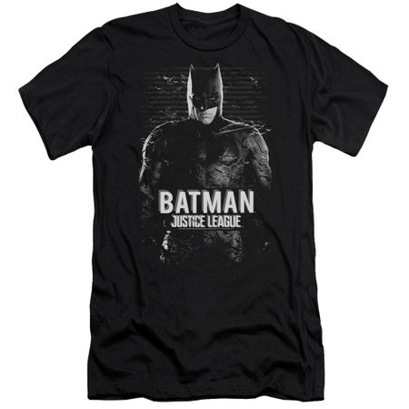 Justice League Movie Slim Fit V-Neck Batman Profile Black T-Shirt