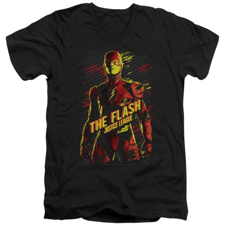Justice League Movie Slim Fit V-Neck Shirt The Flash Black T-Shirt