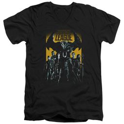 Justice League Movie Slim Fit V-Neck Stand Up To Evil Black T-Shirt Justice League Movie Slim Fit V-Neck Stand Up To Evil Black T-Shirt
