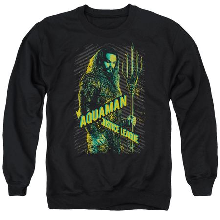 Justice League Movie Sweatshirt Aquaman Adult Black Sweat Shirt