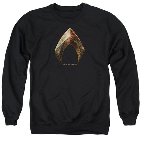 Justice League Movie Sweatshirt Aquaman Logo Adult Black Sweat Shirt