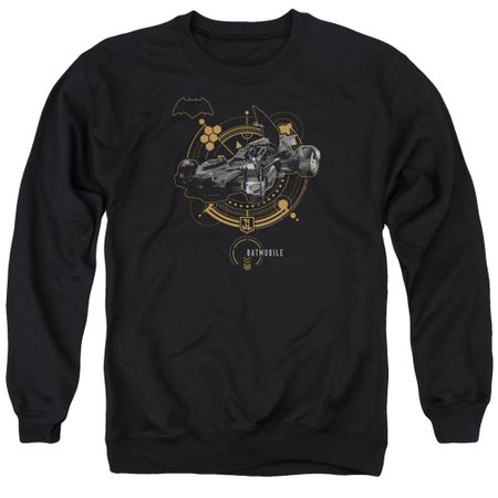 Justice League Movie Sweatshirt Batmobile Adult Black Sweat Shirt