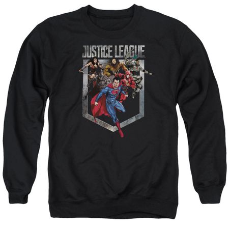 Justice League Movie Sweatshirt Charge Adult Black Sweat Shirt