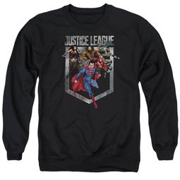 Justice League Movie Sweatshirt Charge Adult Black Sweat Shirt