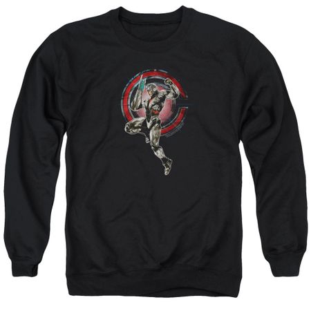 Justice League Movie Sweatshirt Cyborg Adult Black Sweat Shirt