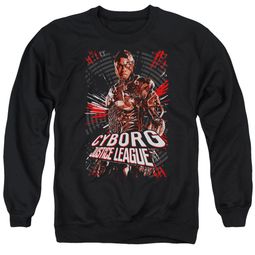 Justice League Movie Sweatshirt Cyborg Profile Adult Black Sweat Shirt