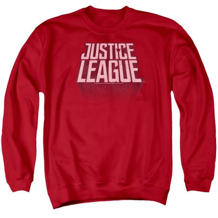 Justice League Movie Sweatshirt Distressed Logo Adult Red Sweat Shirt