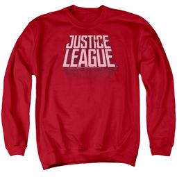 Justice League Movie Sweatshirt Distressed Logo Adult Red Sweat Shirt