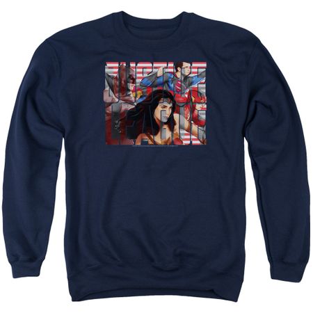 Justice League Movie Sweatshirt Rally Adult Navy Sweat Shirt