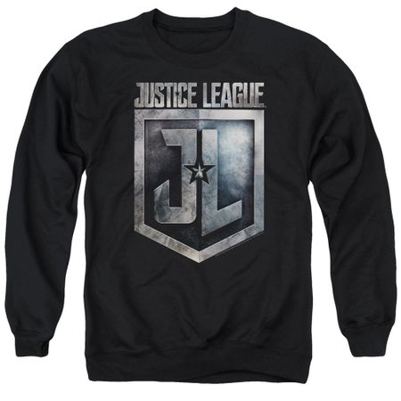 Justice League Movie Sweatshirt Shield Logo Adult Black Sweat Shirt