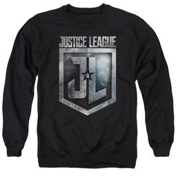 Justice League Movie Sweatshirt Shield Logo Adult Black Sweat Shirt Justice League Movie Sweatshirt Shield Logo Adult Black Sweat Shirt