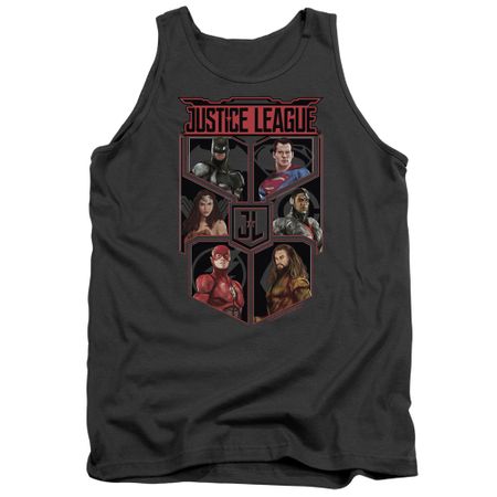 Justice League Movie Tank Top League of Six Charcoal Tanktop