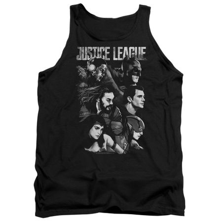 Justice League Movie Tank Top Pushing Forward Black Tanktop