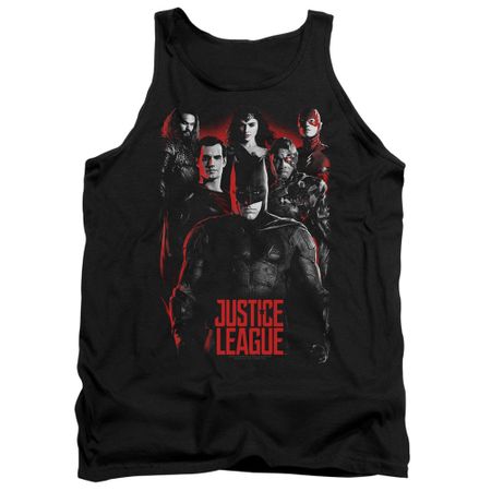 Justice League Movie Tank Top The League Red Glow Black Tanktop
