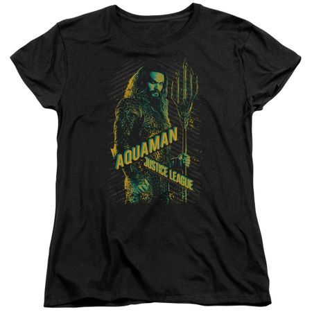 Justice League Movie Womens Shirt Aquaman Black T-Shirt