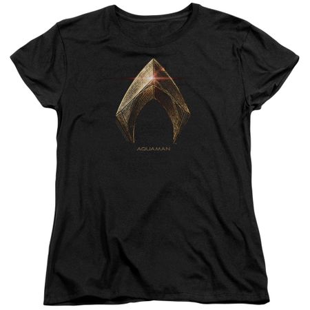 Justice League Movie Womens Shirt Aquaman Logo Black T-Shirt