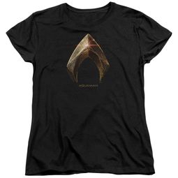 Justice League Movie Womens Shirt Aquaman Logo Black T-Shirt