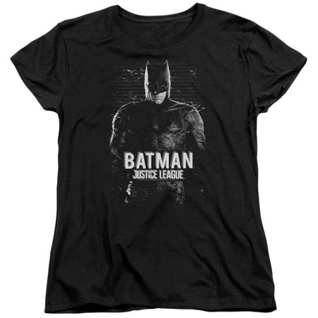Justice League Movie Womens Shirt Batman Profile Black T-Shirt