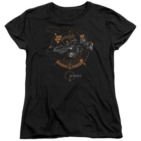 Justice League Movie Womens Shirt Batmobile Black T-Shirt
