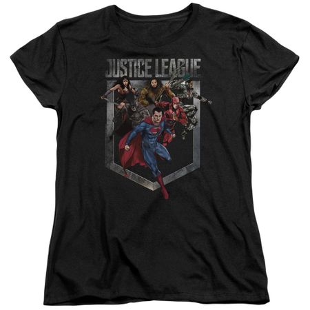Justice League Movie Womens Shirt Charge Black T-Shirt