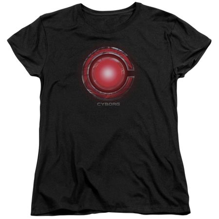 Justice League Movie Womens Shirt Cyborg Logo Black T-Shirt