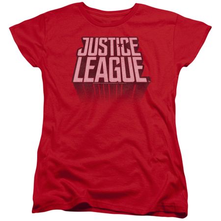 Justice League Movie Womens Shirt Distressed Logo Red T-Shirt