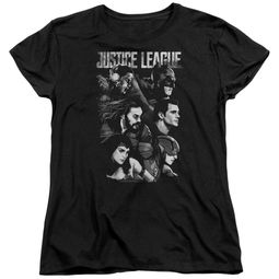 Justice League Movie Womens Shirt Pushing Forward Black T-Shirt