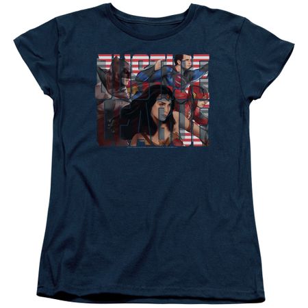 Justice League Movie Womens Shirt Rally Navy T-Shirt