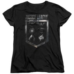 Justice League Movie Womens Shirt Shield of Emblems Black T-Shirt Justice League Movie Womens Shirt Shield of Emblems Black T-Shirt