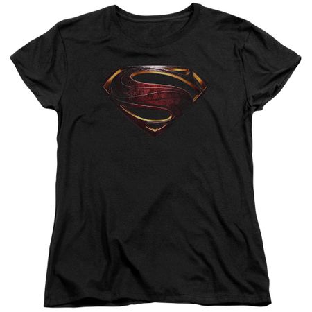 Justice League Movie Womens Shirt Superman Logo Black T-Shirt