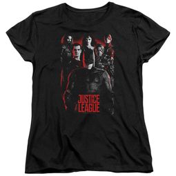 Justice League Movie Womens Shirt The League Red Glow Black T-Shirt Justice League Movie Womens Shirt The League Red Glow Black T-Shirt