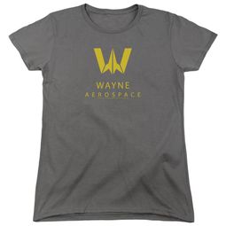 Justice League Movie Womens Shirt Wayne Aerospace Charcoal T-Shirt Justice League Movie Womens Shirt Wayne Aerospace Charcoal T-Shirt