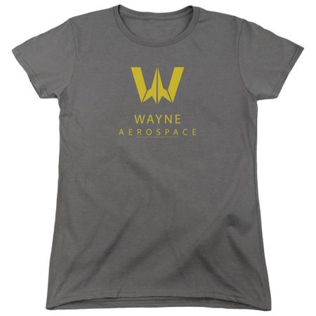 Justice League Movie Womens Shirt Wayne Aerospace Charcoal T-Shirt