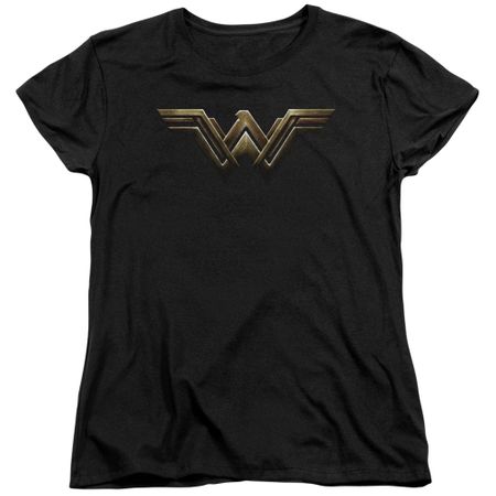 Justice League Movie Womens Shirt Wonder Woman Logo Black T-Shirt