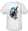 Justice League Superheroes T-shirt - At Your Service Adult White Tee