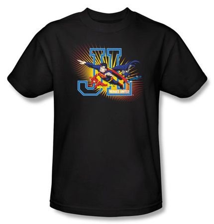 Justice League Superheroes T-shirt - Heroes United Adult Black Tee