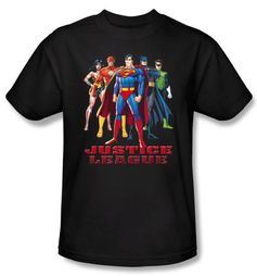 Justice League Superheroes T-shirt - In League Adult Black Tee